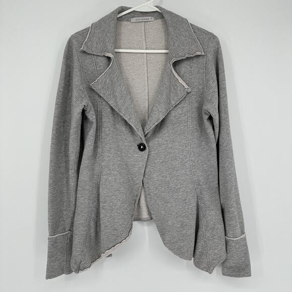 Cut Loose Jacket Womens Small Gray Single Button Raw Edge Asymmetrical Hem USA - Picture 1 of 9
